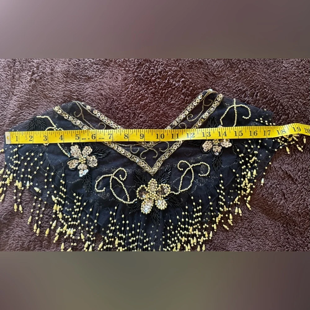 Vintage Beaded Mesh Capelet / Shawl Collar - Picture 11 of 15